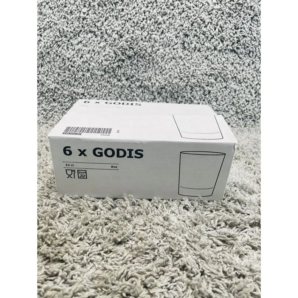IKEA Godis Set of 6 Clear Drinking Glasses 8oz Cup 6inch #22648 Kitchen New